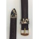 Bracelet cuir marron foncé avec embout et passants motif crocodile