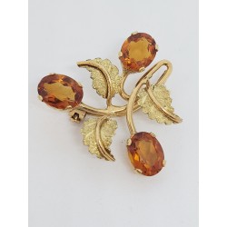 Broche feuilles et topaze