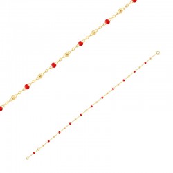 Collier avec boules en résine rouge