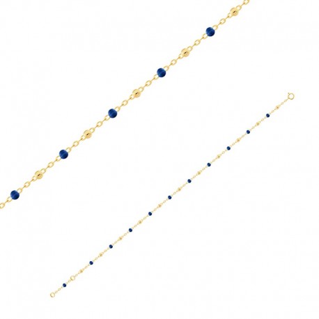 Bracelet avec perles en or et résine bleue