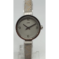 Montre bracelet cuir motifs gris